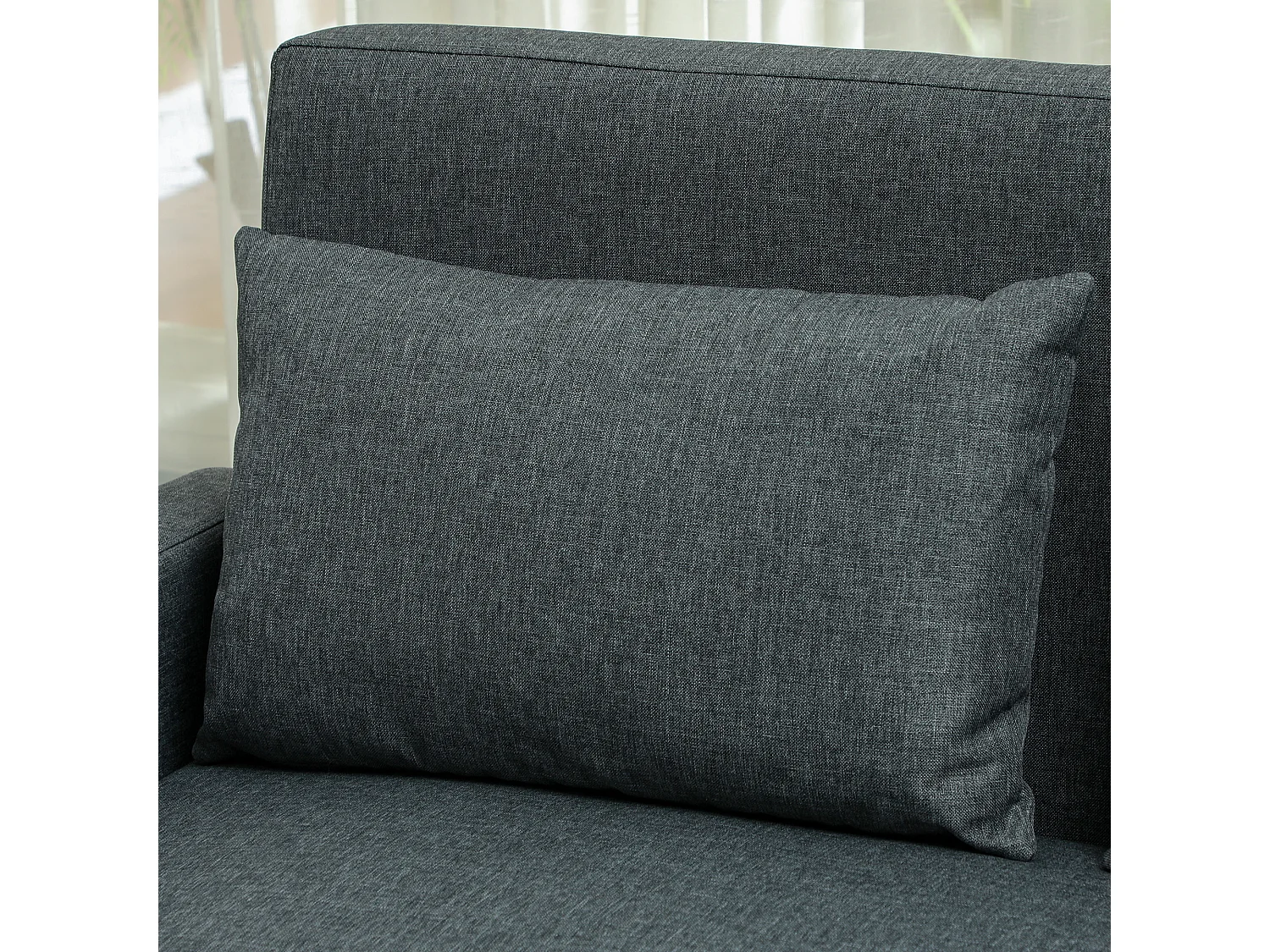 Divano 2 posti con area portaoggetti tasche laterali e cuscini grigio