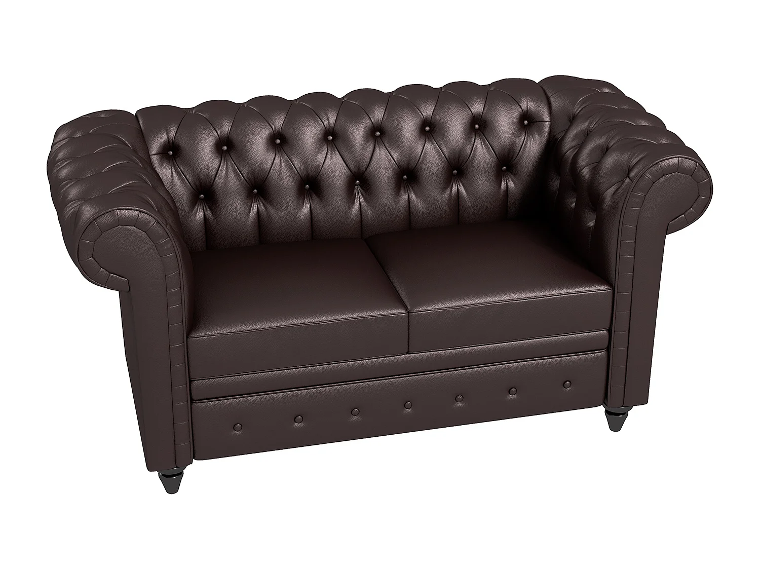 Divano 2 posti in stile chesterfield con cuscino rimovibile marrone