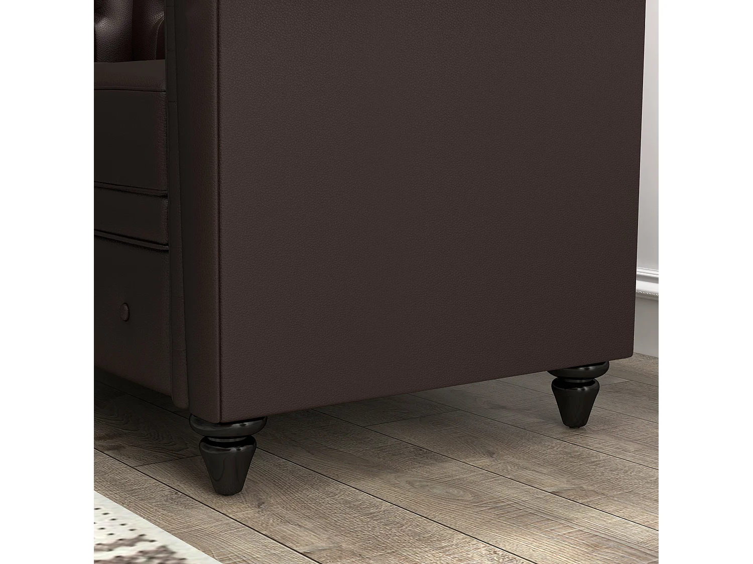 Divano 2 posti in stile chesterfield con cuscino rimovibile marrone