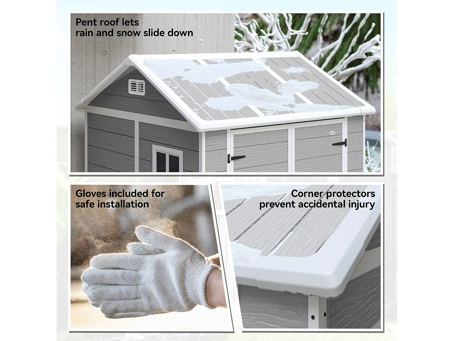 Casetta da giardino porta attrezzi in finitura effetto legno graffiato con pavimento