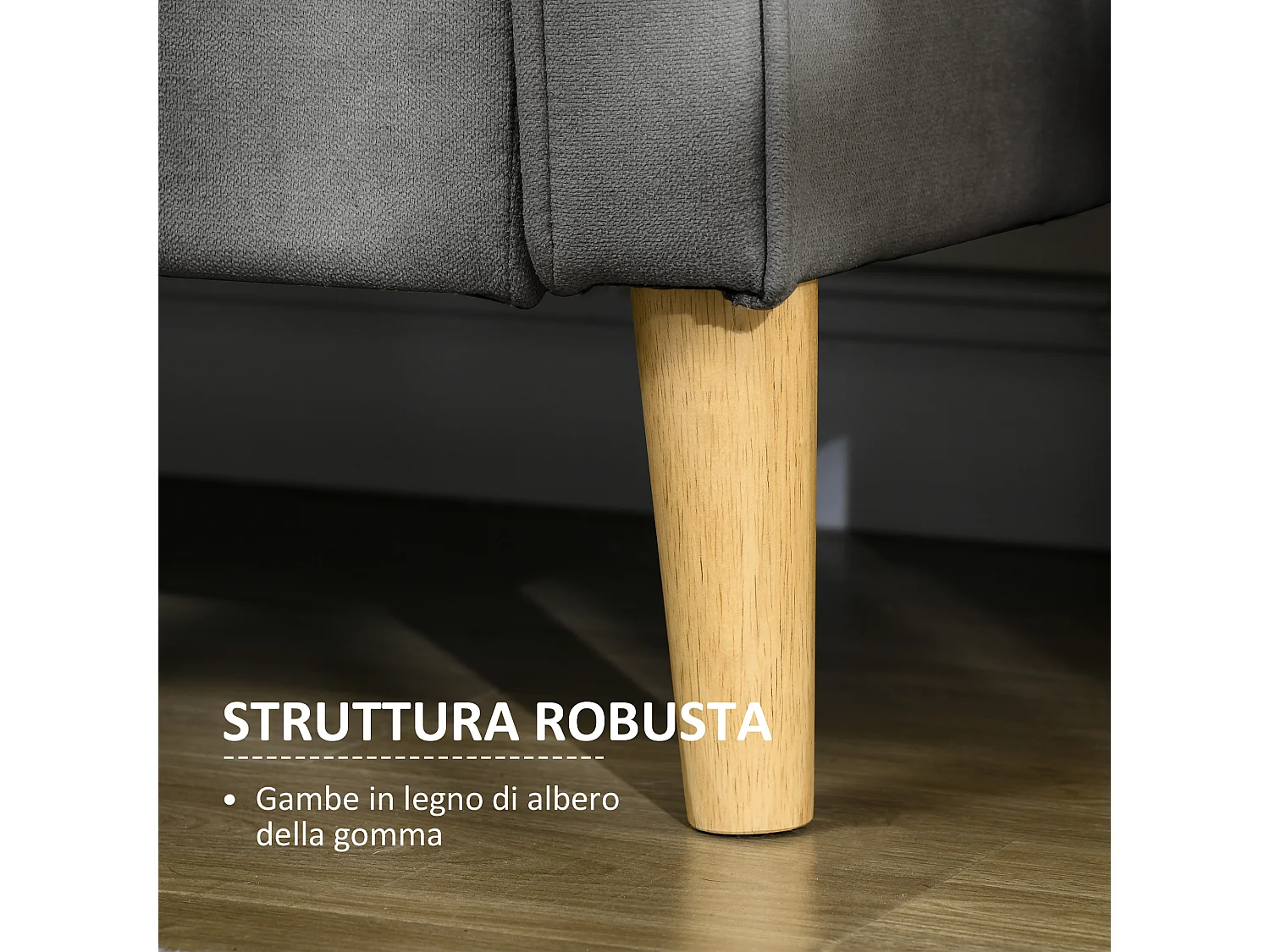 Divano 3 posti moderno con vano contenitore in tessuto grigio