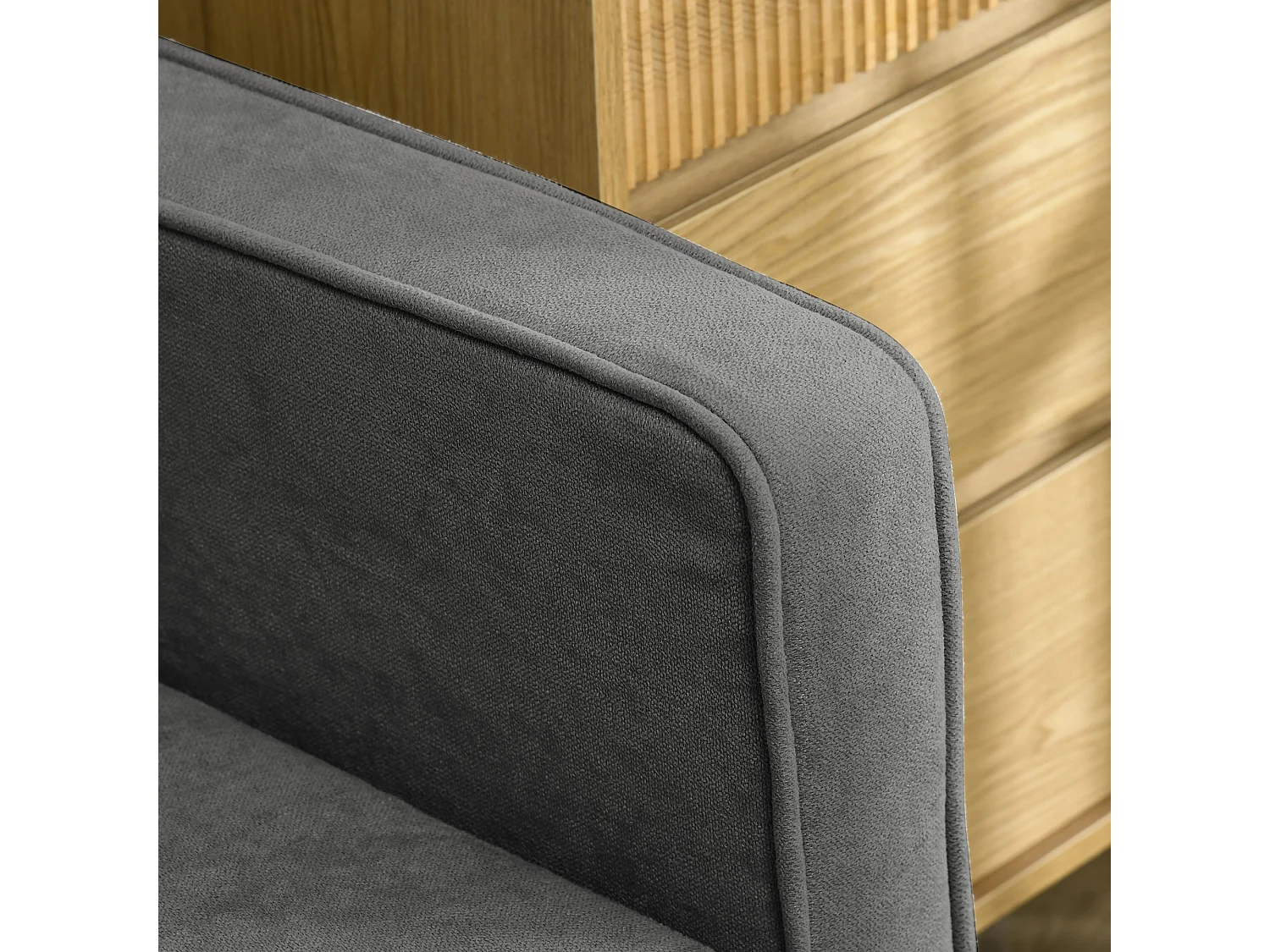 Divano 3 posti moderno con vano contenitore in tessuto grigio