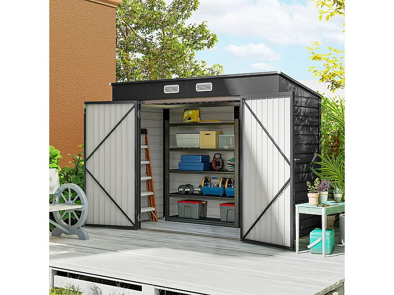 Capanno porta attrezzi con chiavistello grigio