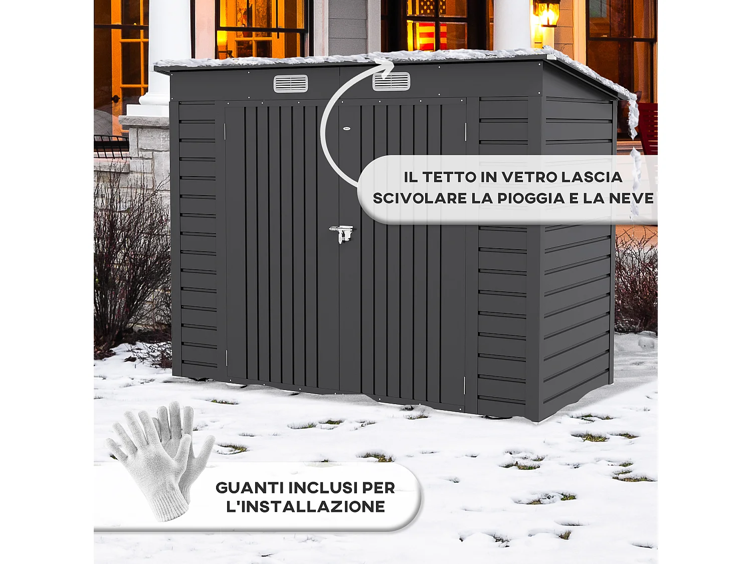 Capanno porta attrezzi con chiavistello grigio