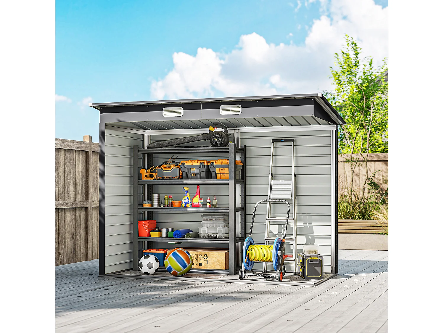 Capanno porta attrezzi con chiavistello grigio