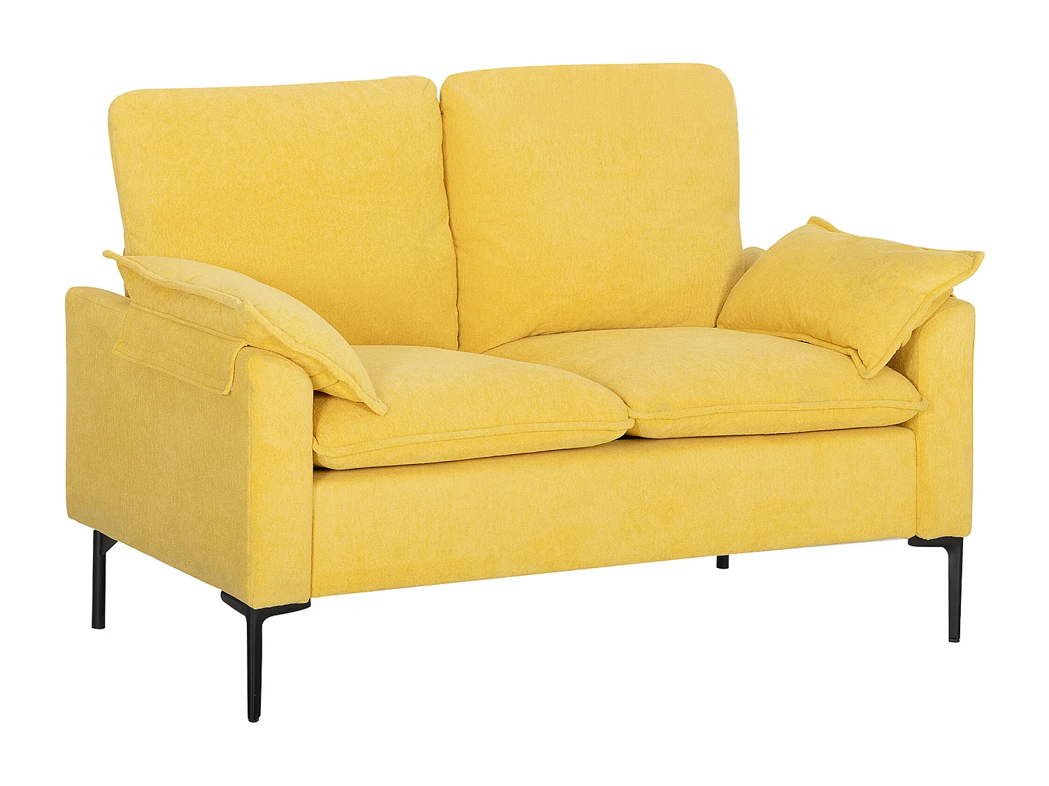 Divano 2 posti moderno con cuscini in tessuto spugna giallo