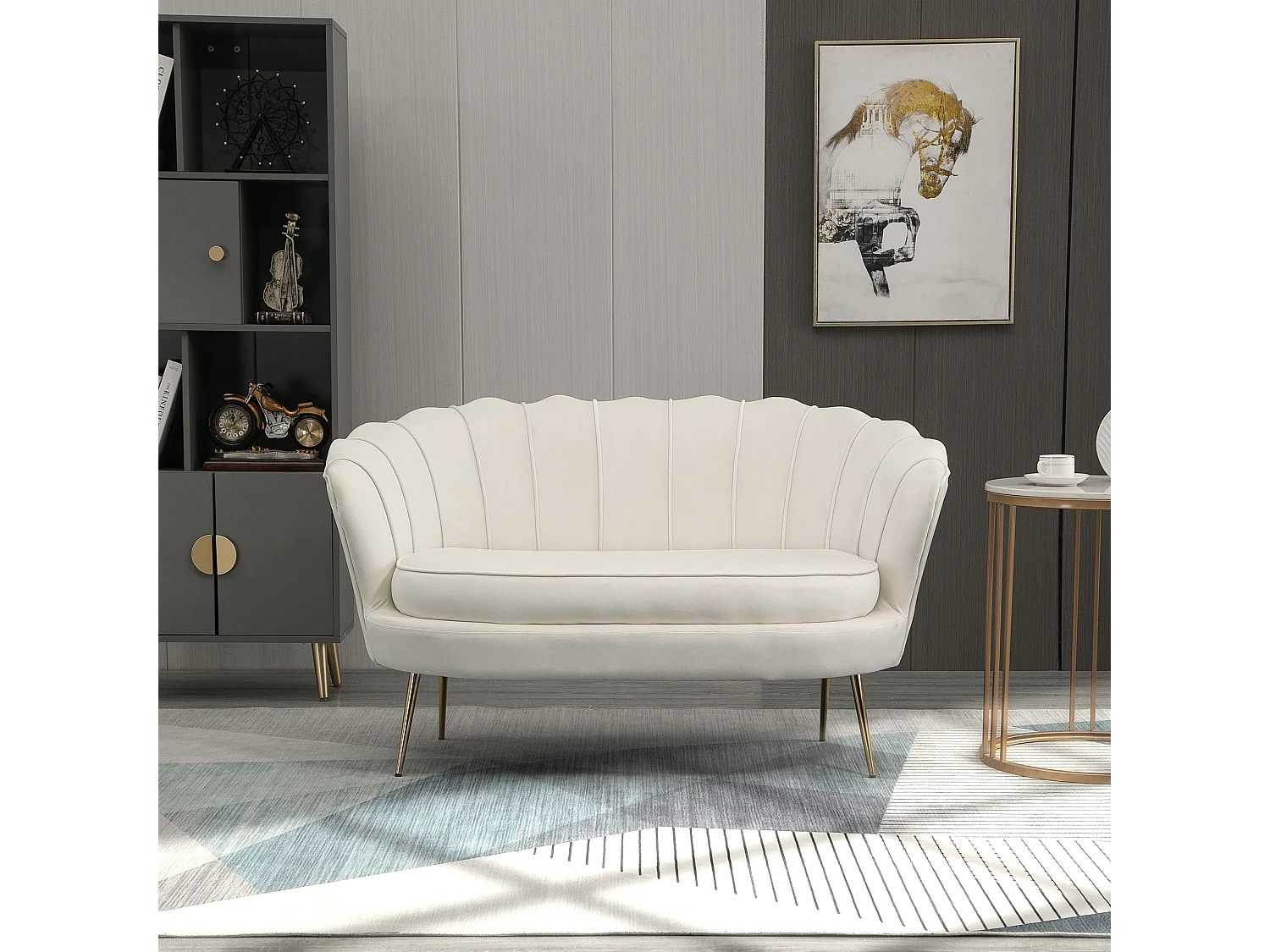 Divano vintage 2 posti in stile industrial chic in velluto