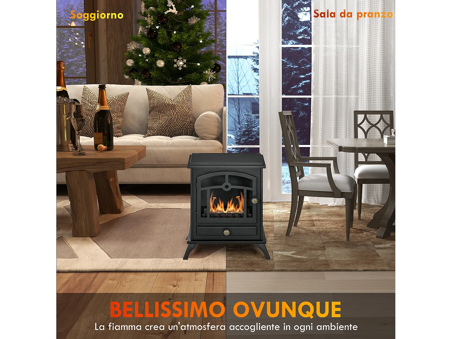 Camino bioetanolo classico con bruciatore 1.2 litri durata 3 ore nero