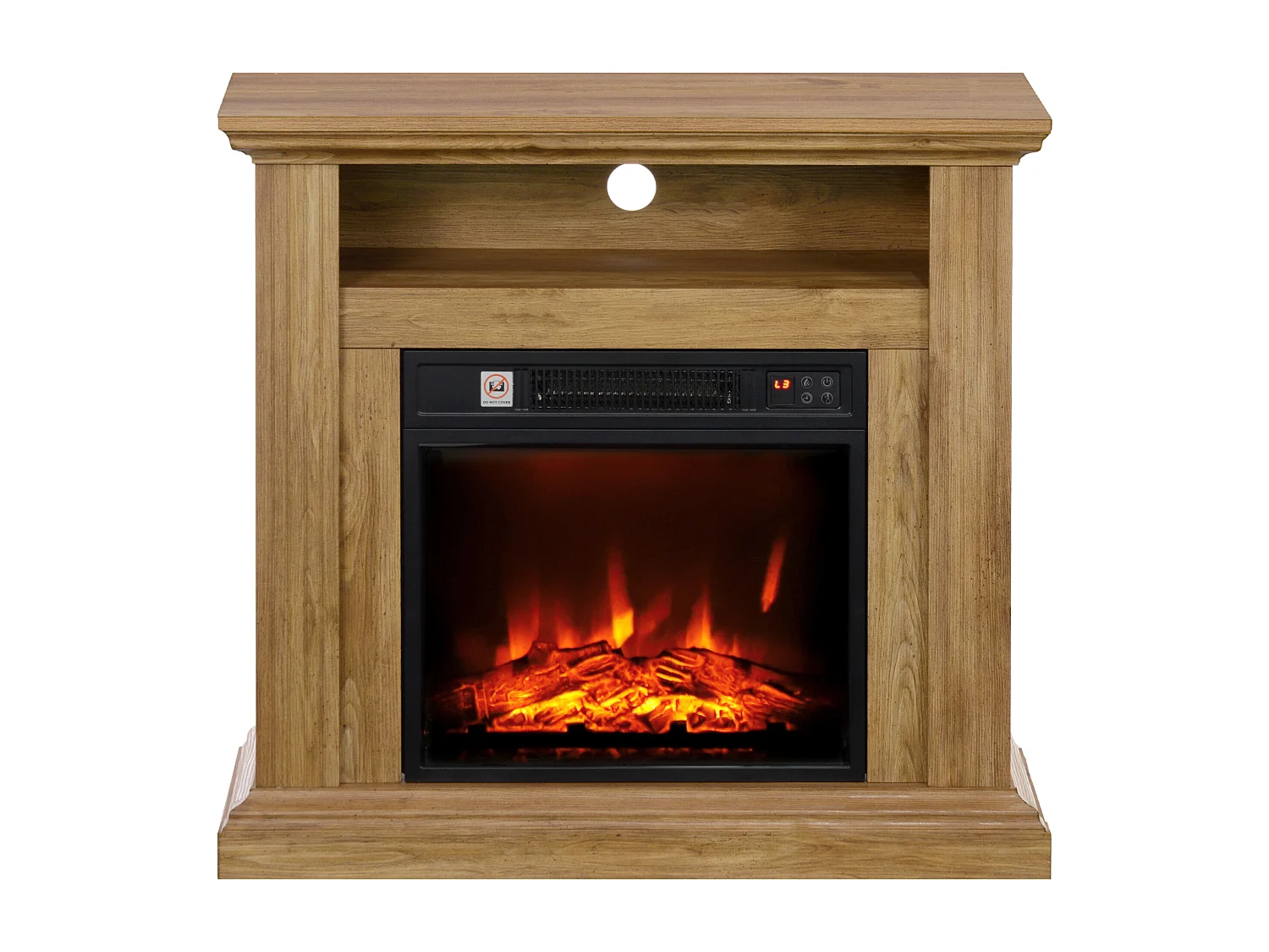 Camino Elettrico 1800W con fiamma 3d regolabile e timer marrone
