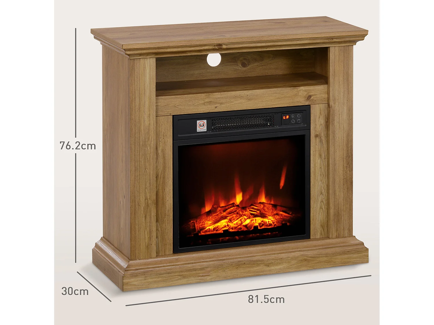 Camino Elettrico 1800W con fiamma 3d regolabile e timer marrone