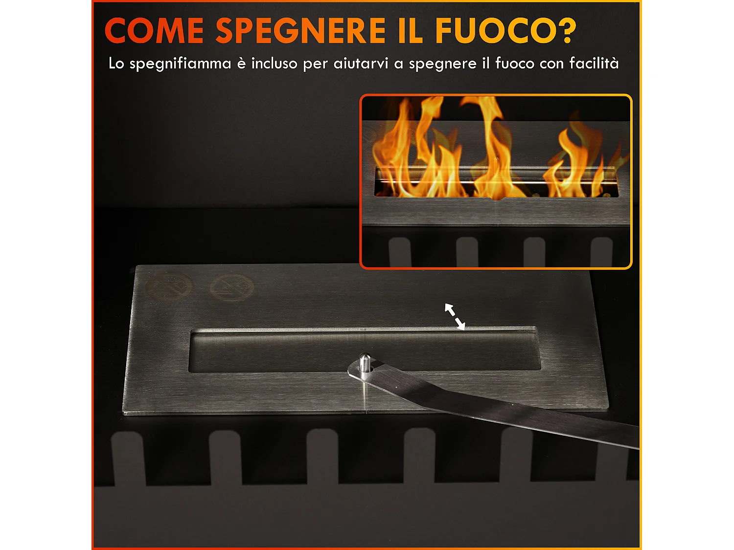 Camino a bioetanolo con bruciatore 0.9 litri per 3 ore di durata nero