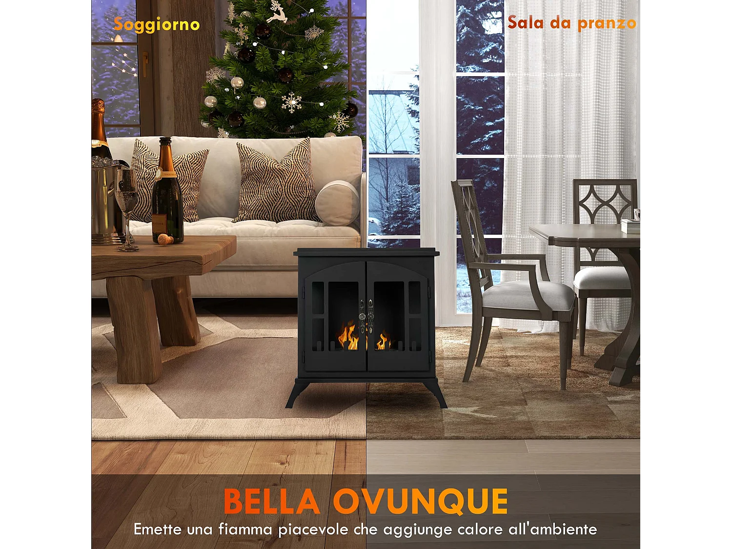 Camino a bioetanolo con bruciatore 0.9 litri per 3 ore di durata nero