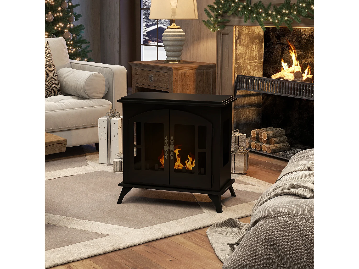 Camino a bioetanolo con bruciatore 0.9 litri per 3 ore di durata nero