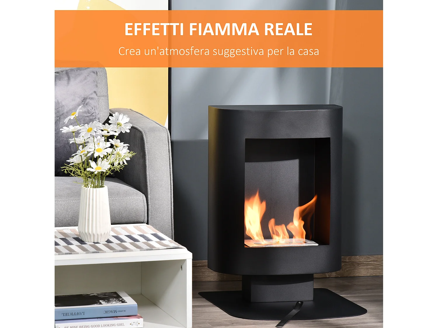 Camino Bioetanolo con Serbatoio da 1.5L Copertura fino 20㎡ Nero