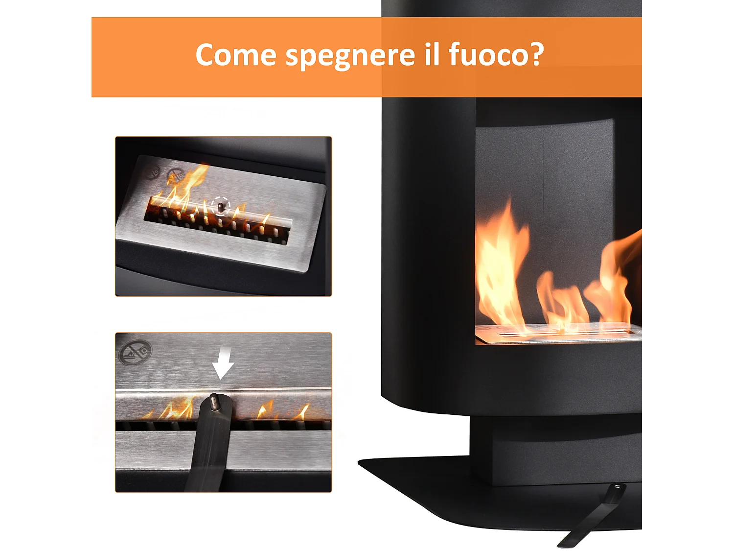 Camino Bioetanolo con Serbatoio da 1.5L Copertura fino 20㎡ Nero