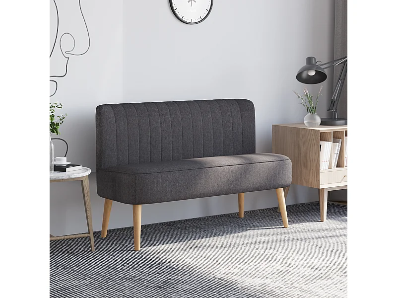 Divano 2 posti moderno in tessuto senza braccioli grigio scuro