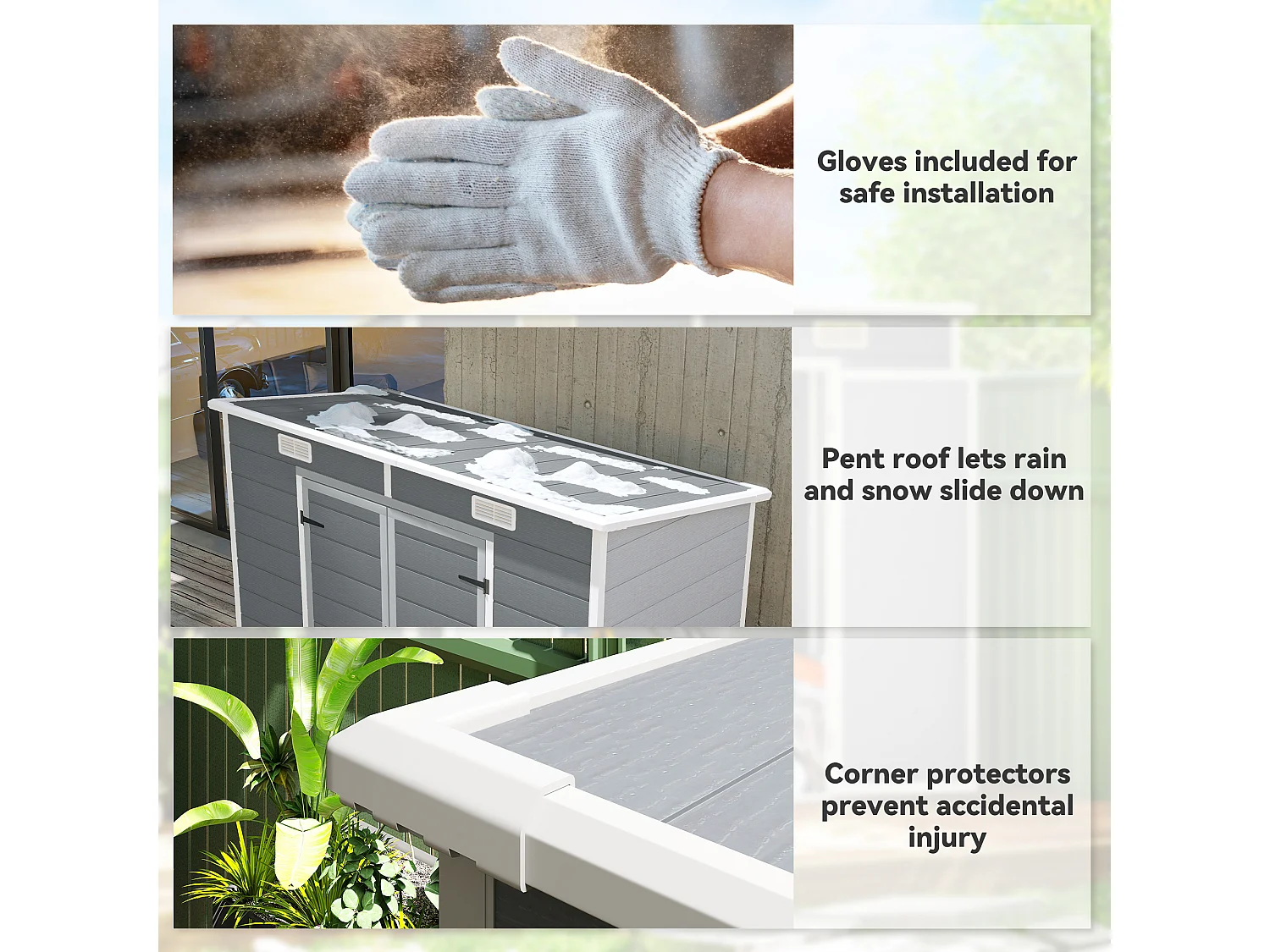 Casetta da giardino porta attrezzi in finitura effetto legno graffiato con pavimento