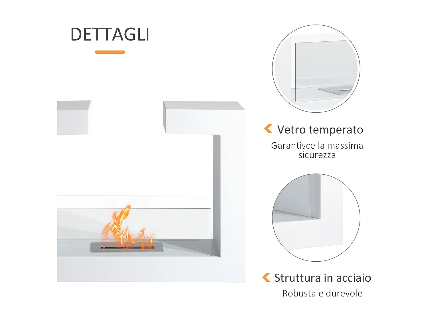 Camino a bioetanolo da tavolo in acciaio inox