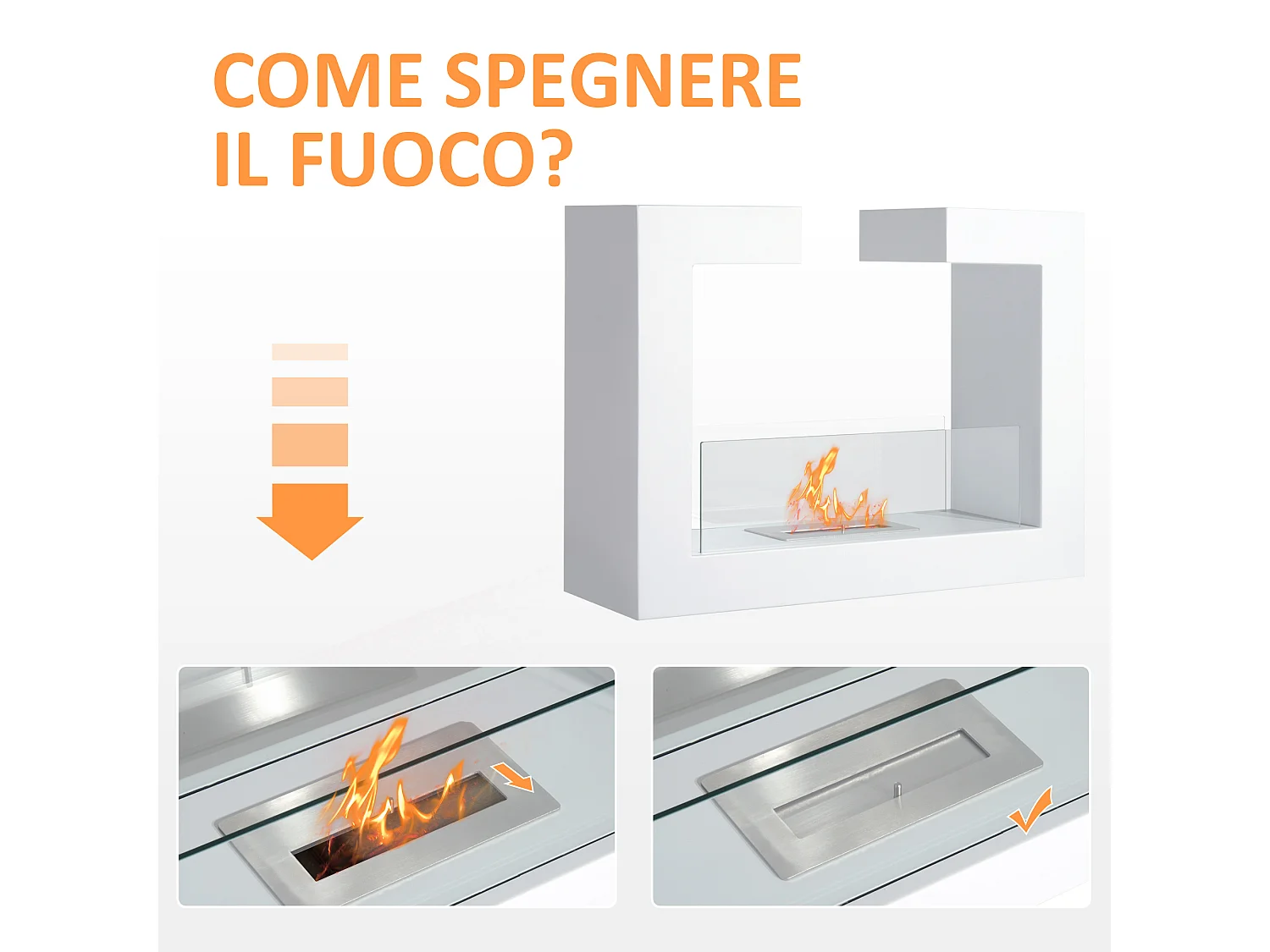 Camino a bioetanolo da tavolo in acciaio inox