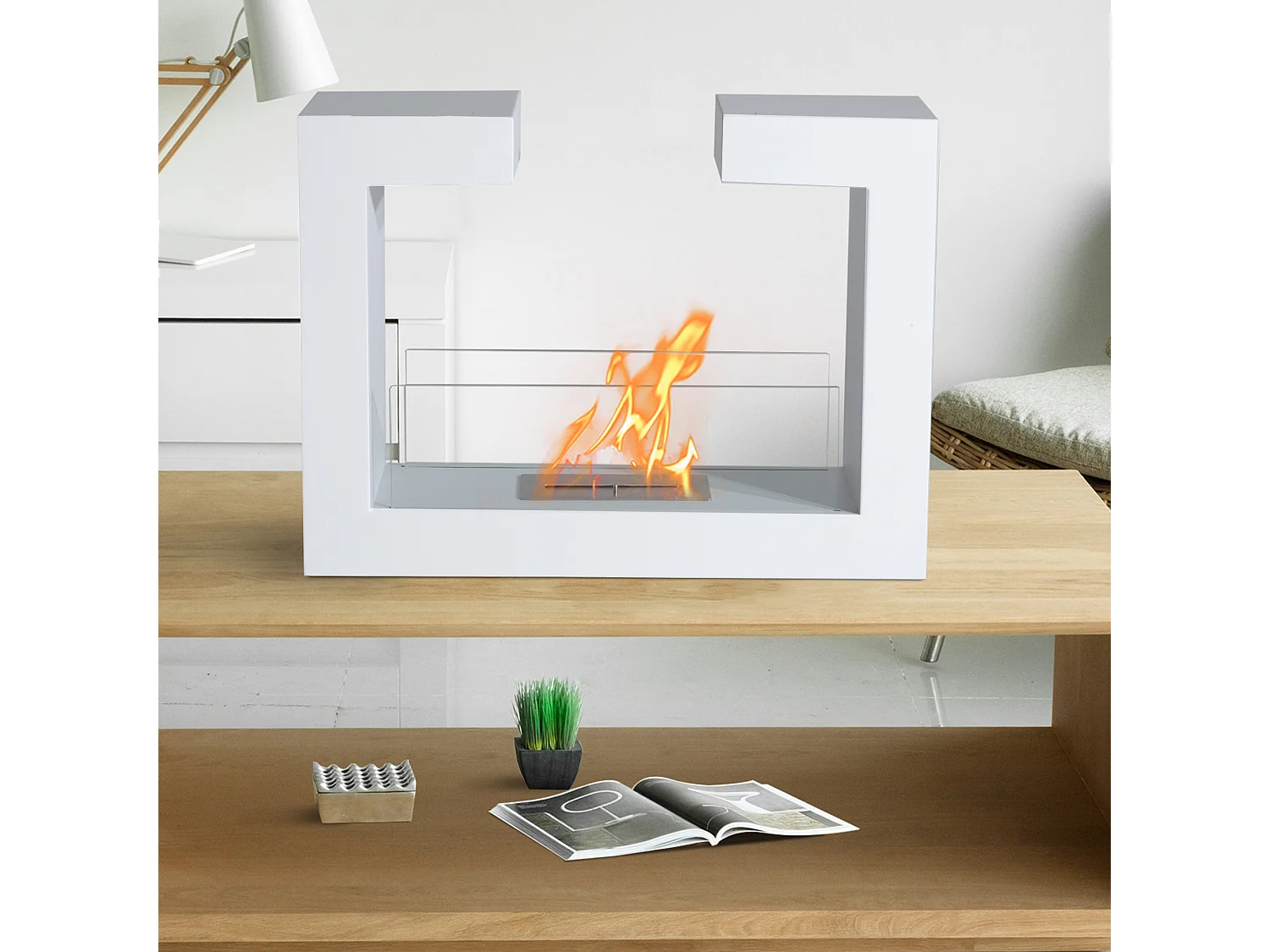 Camino a bioetanolo da tavolo in acciaio inox