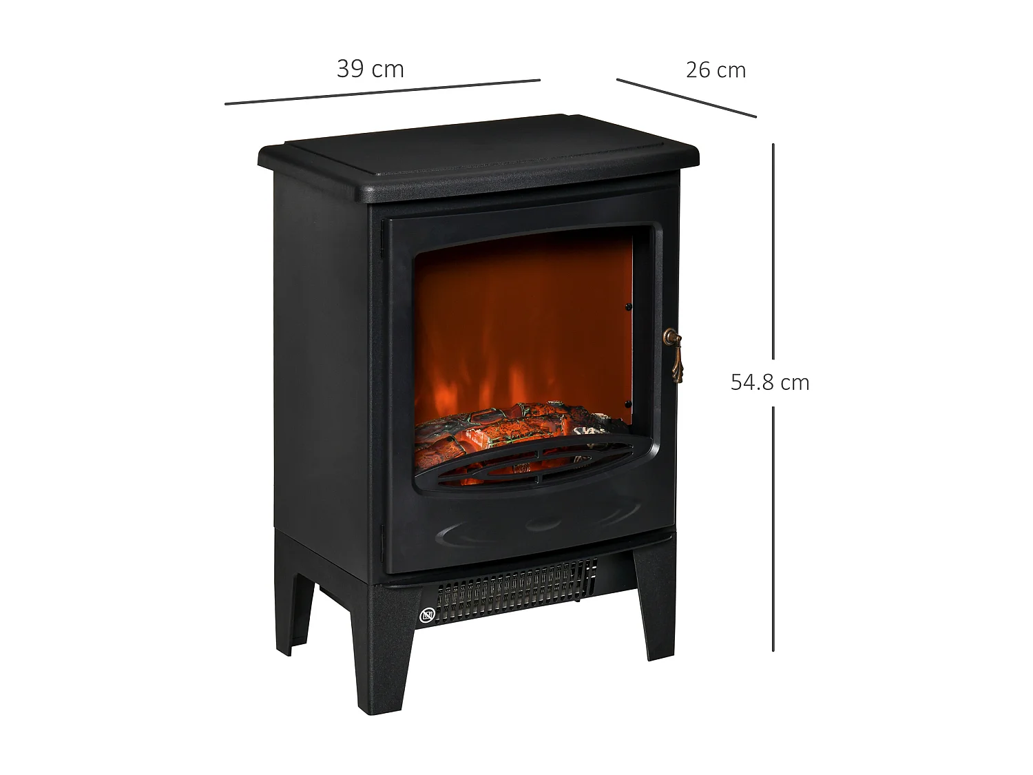 Caminetto elettrico regolabile 900w-1800w effetto fiamma