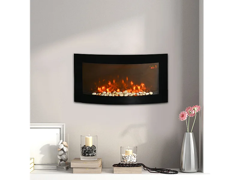 Camino elettrico con luce led 7 colori potenza 1000/2000W nero