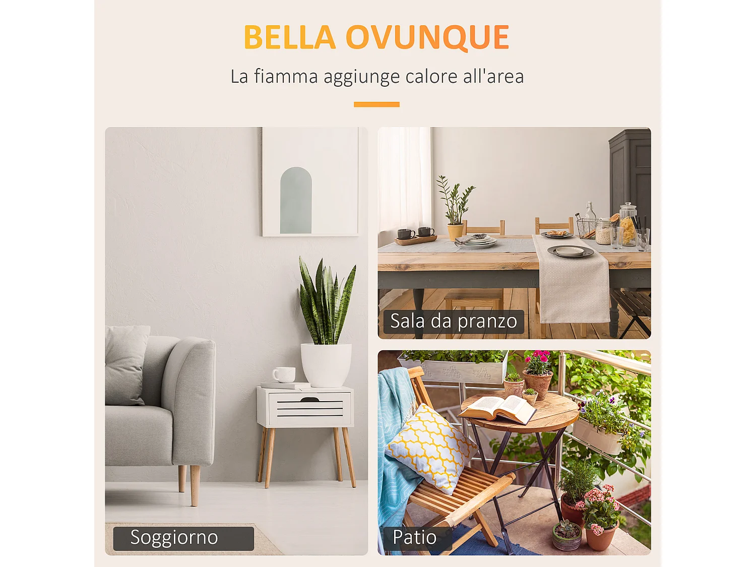 Camino bioetanolo in acciaio 2.5h combustione e serbatoio 1l