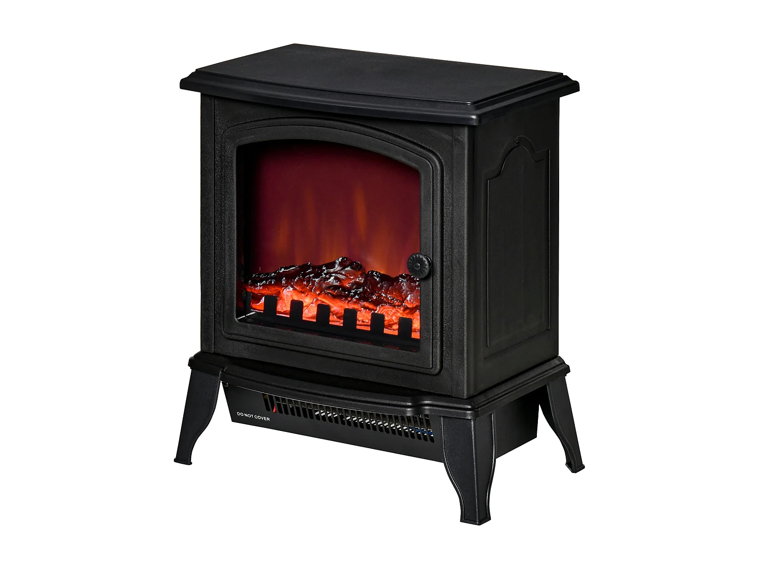 Camino elettrico portatile 1000W/2000w in abs e vetro nero