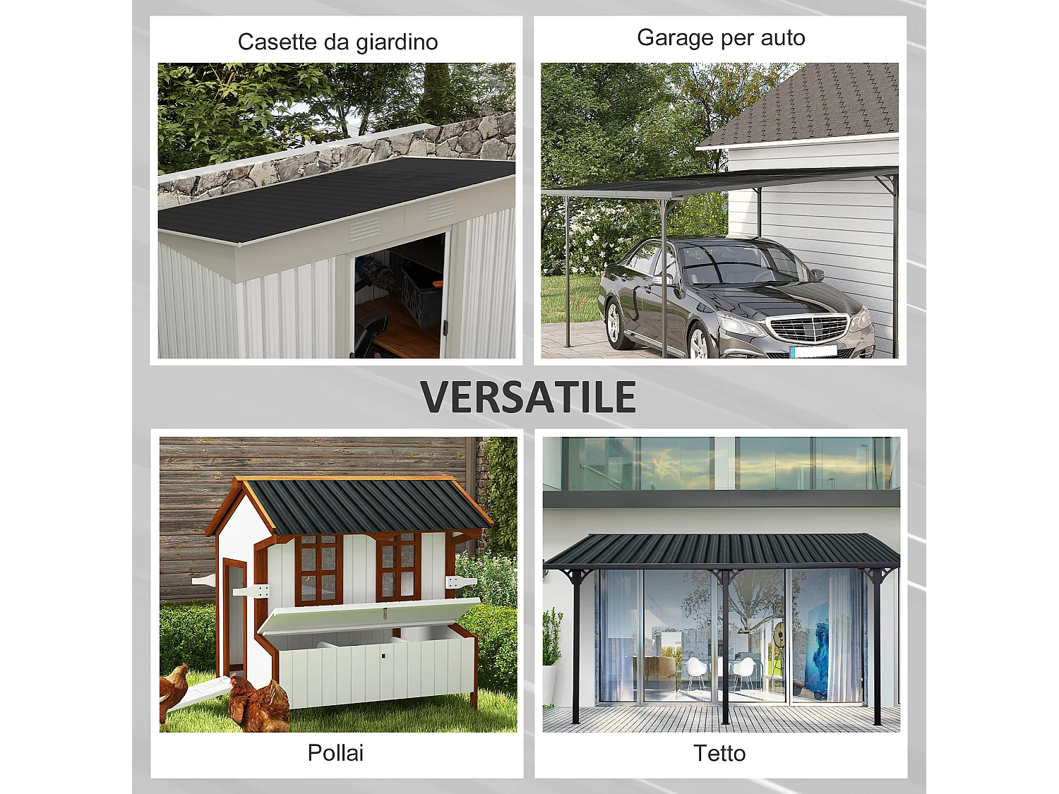 Set 12 pannelli di ricambio per casette da giardino in acciaio zincato con fori