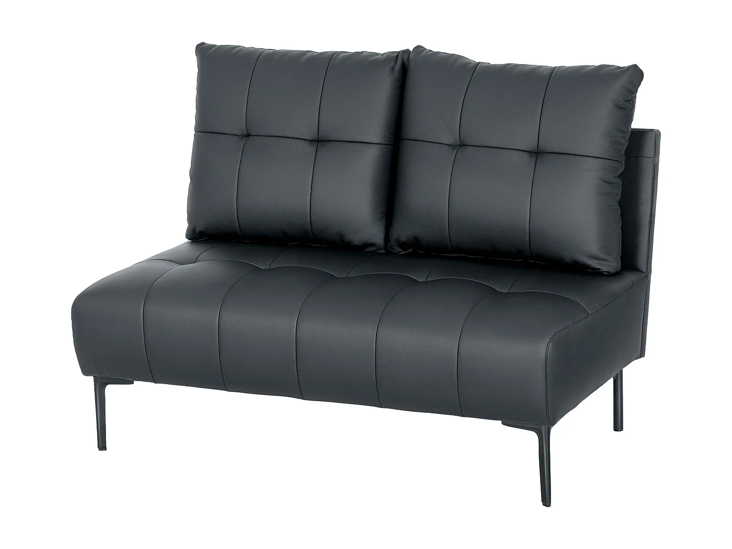 Divano 2 posti finta pelle senza braccioli trapuntato nero