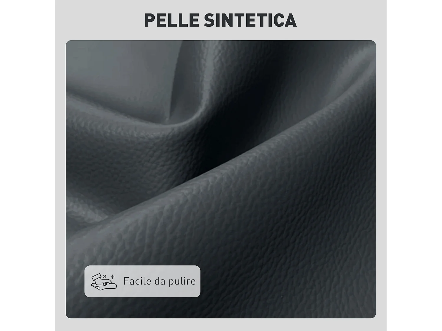 Divano 2 posti finta pelle senza braccioli trapuntato nero