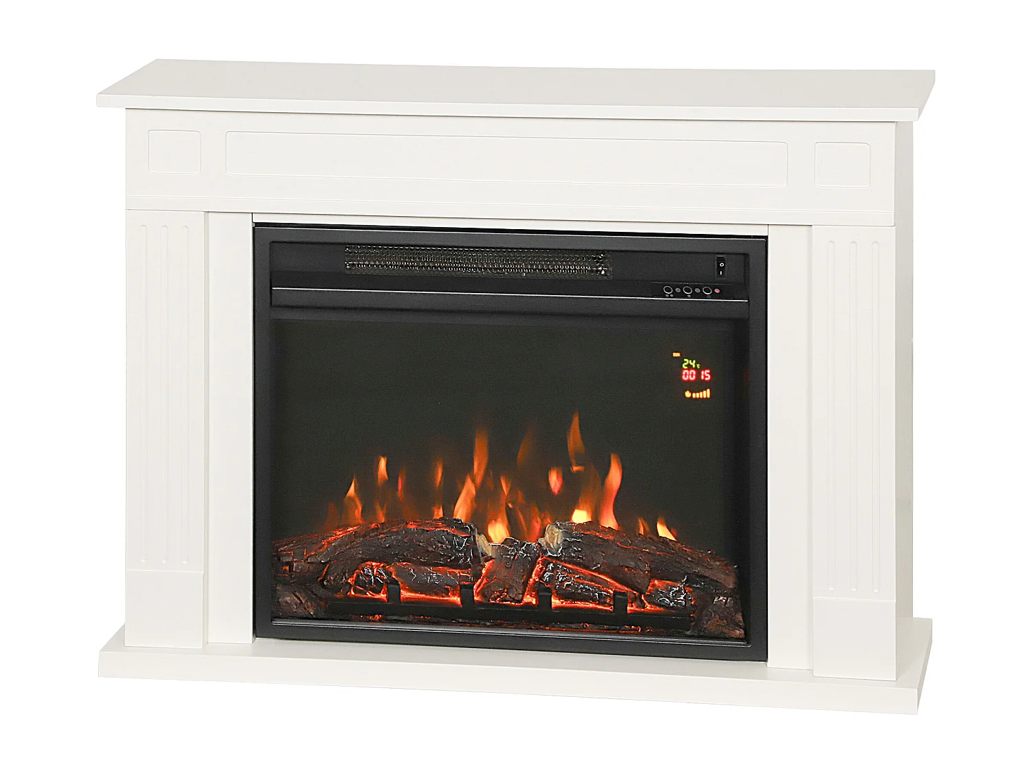 Camino elettrico con fiamma a 12 colori e 5 luminosità 98x23.5x69.5 cm