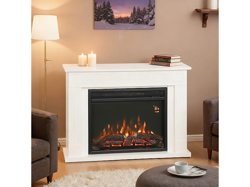 Camino elettrico con fiamma a 12 colori e 5 luminosità 98x23.5x69.5 cm