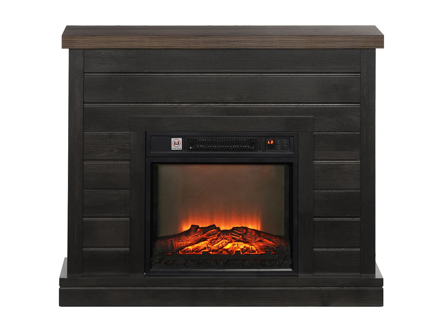 Camino elettrico 1800w con effetto fiamma a 3 intensità grigio scuro