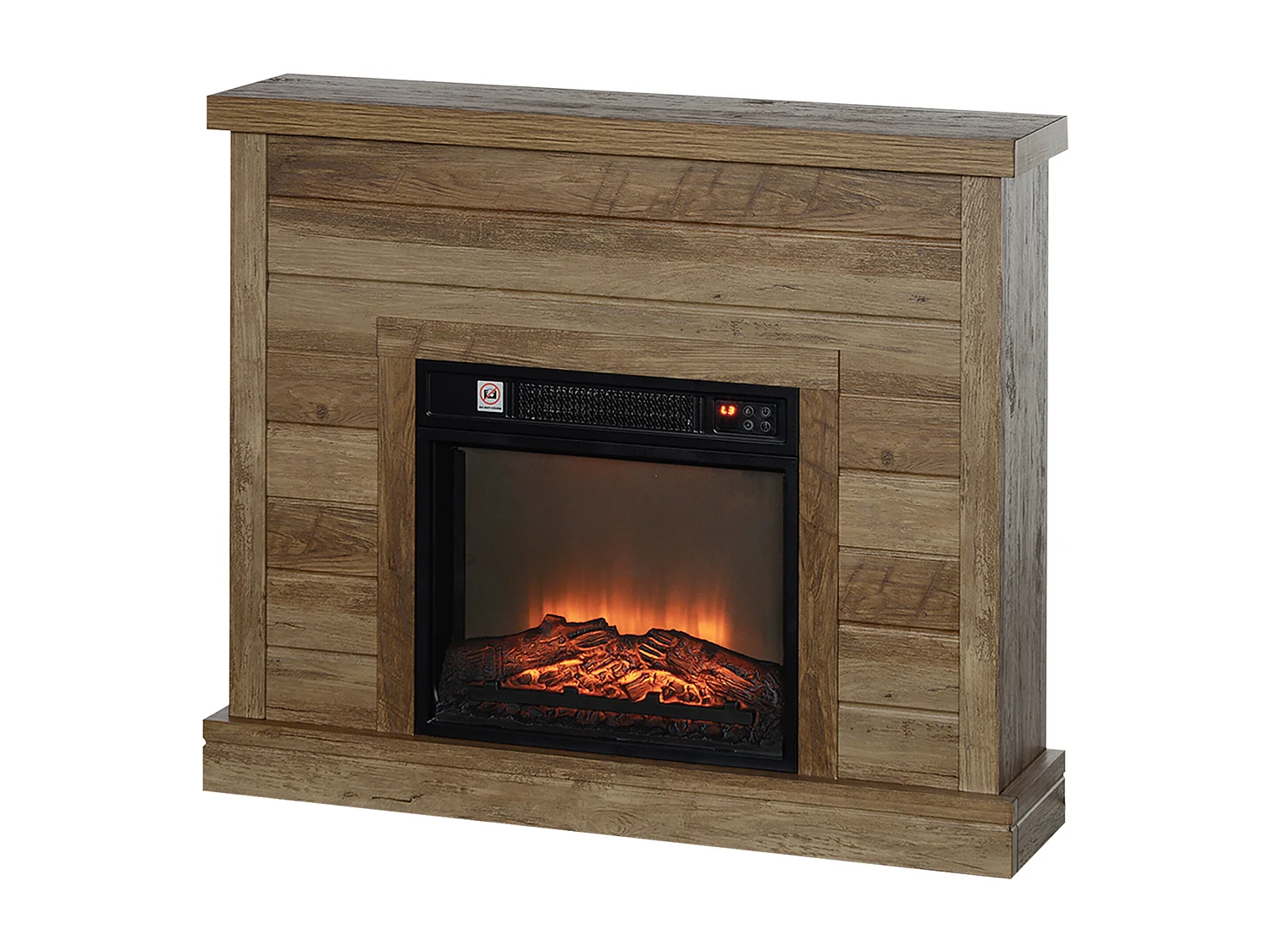 Camino elettrico 1800w con effetto fiamma a 3 intensità color legno