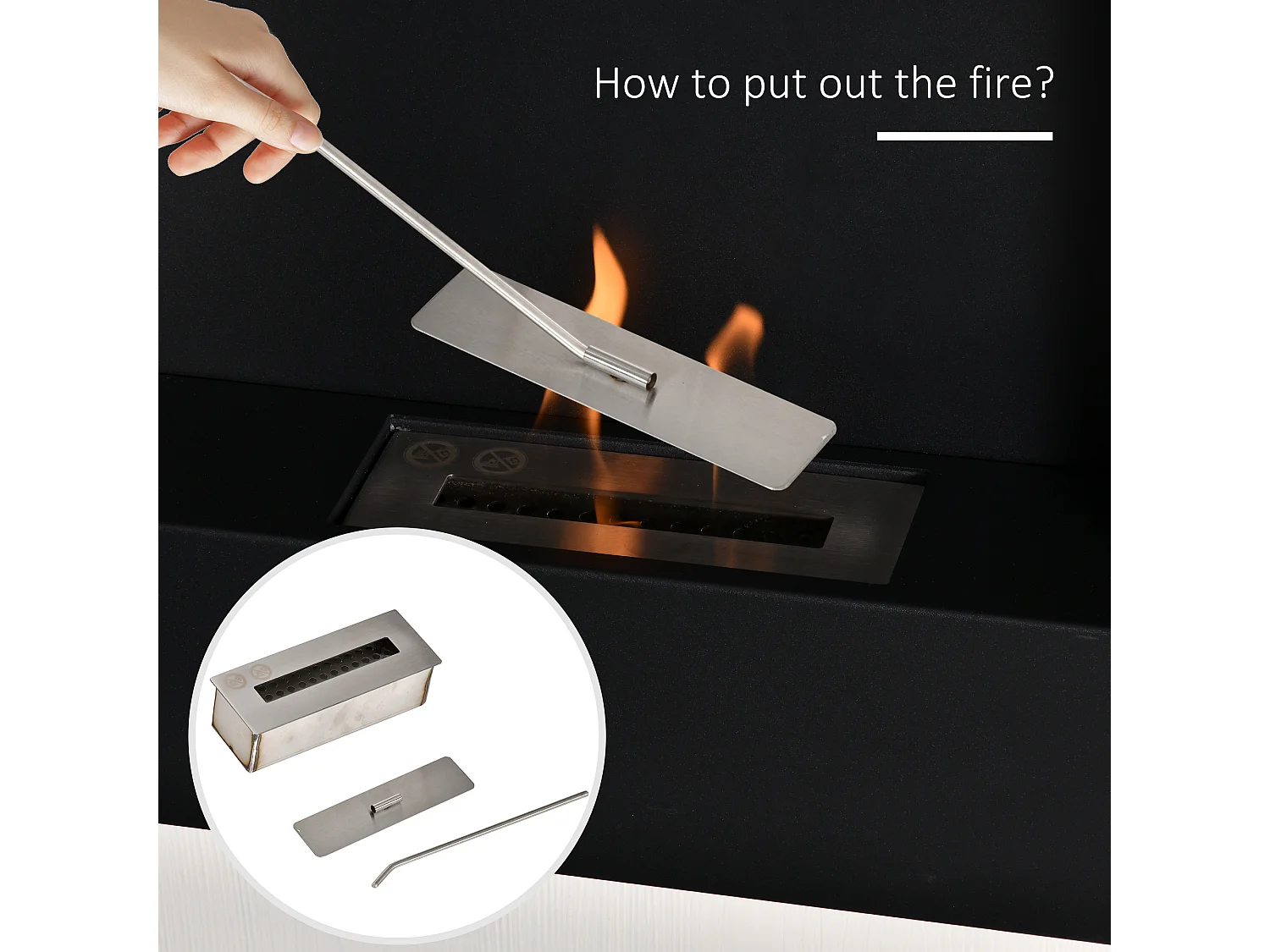 Biocamino da parete con serbatoio da 0.7l area riscaldata 20m²