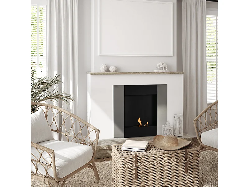 Biocamino da parete con serbatoio da 0.7l area riscaldata 20m²