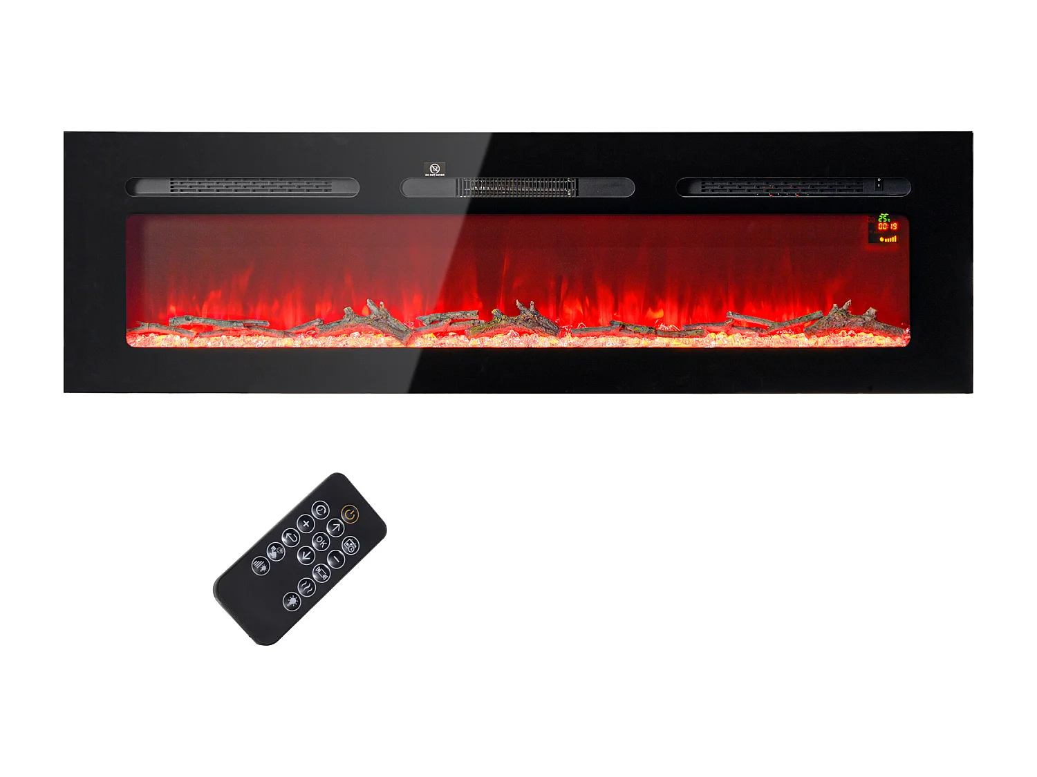 Camino elettrico 1800W a incasso con telecomando 152.4x15.8x45 cm nero