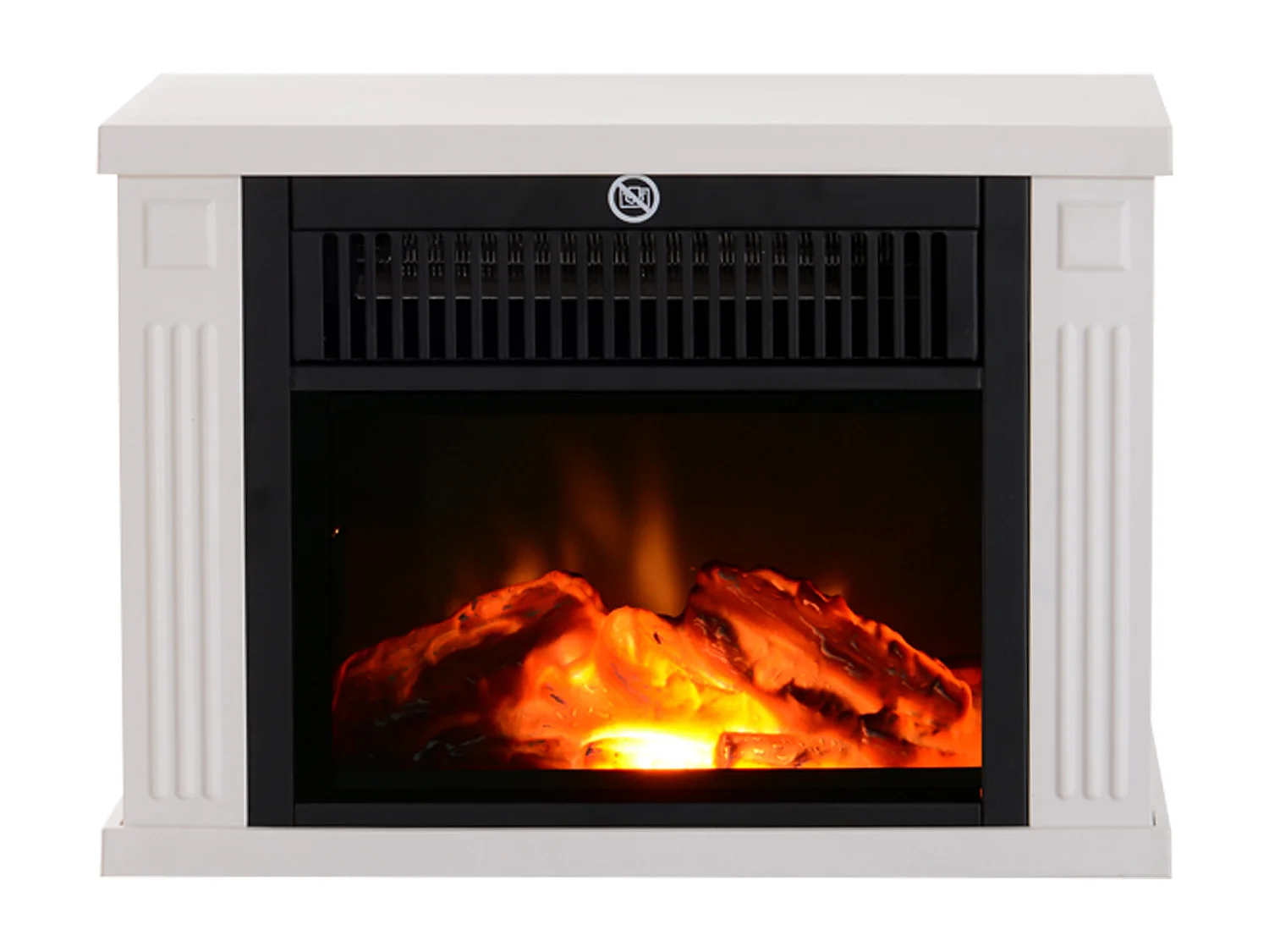 Camino elettrico da terra con effetto fiamma bianco