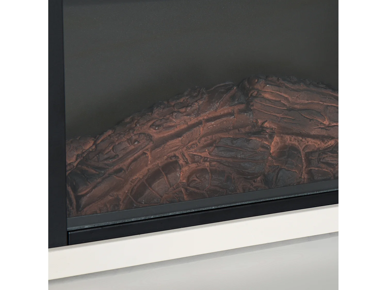 Camino elettrico da terra con effetto fiamma bianco