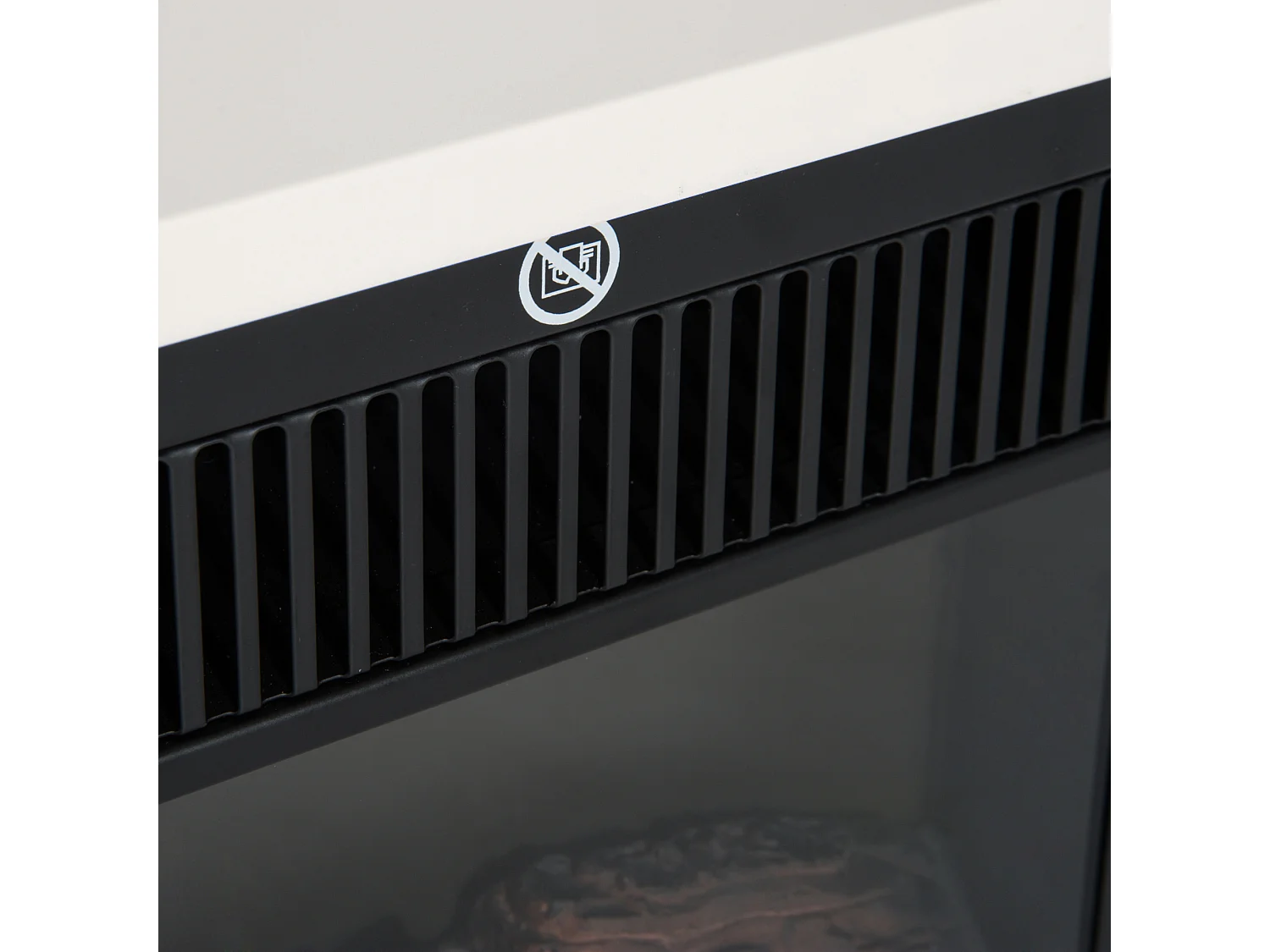 Camino elettrico da terra con effetto fiamma bianco