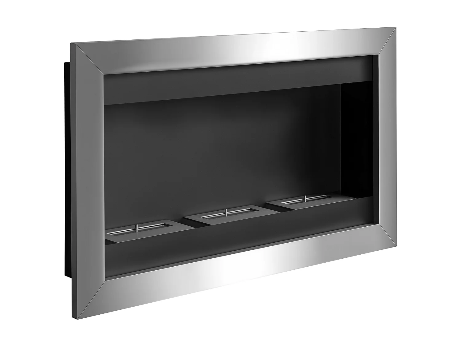 Camino a bioetanolo da parete in acciaio inox con 3 bruciatori