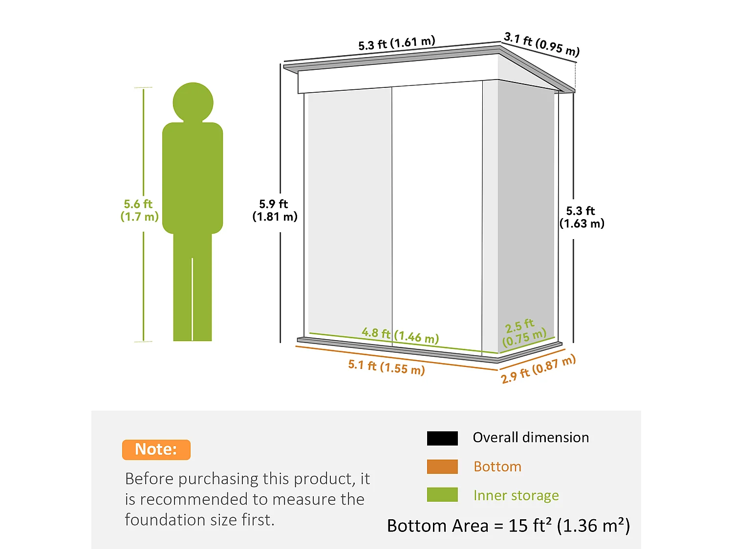 Casetta da giardino con base in acciaio e 2 ripiani regolabili