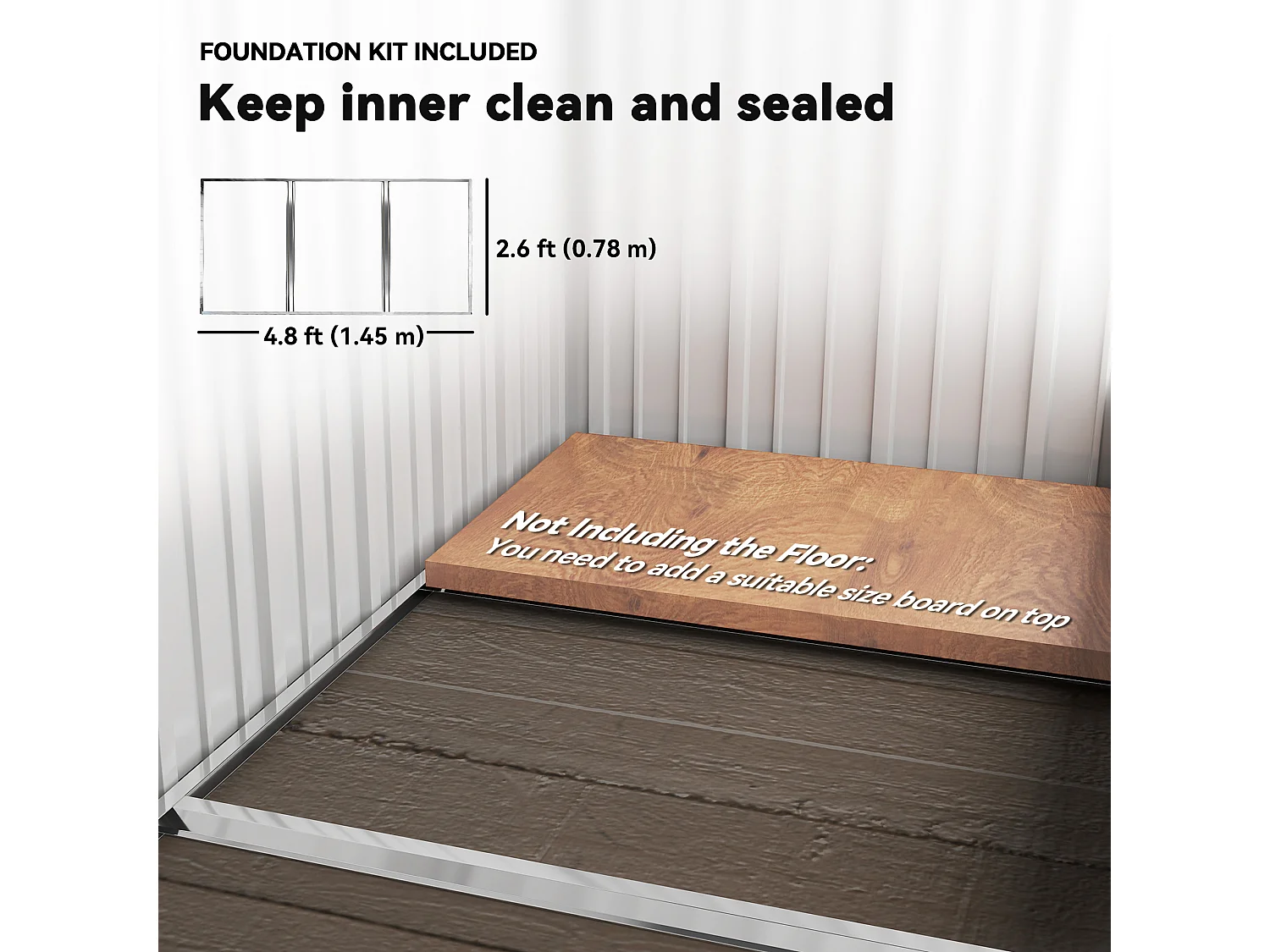 Casetta da giardino con base in acciaio e 2 ripiani regolabili