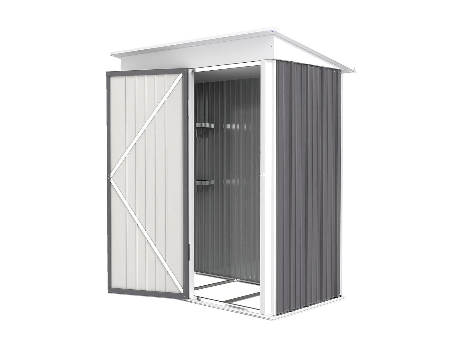 Casetta da giardino con base in acciaio e 2 ripiani regolabili