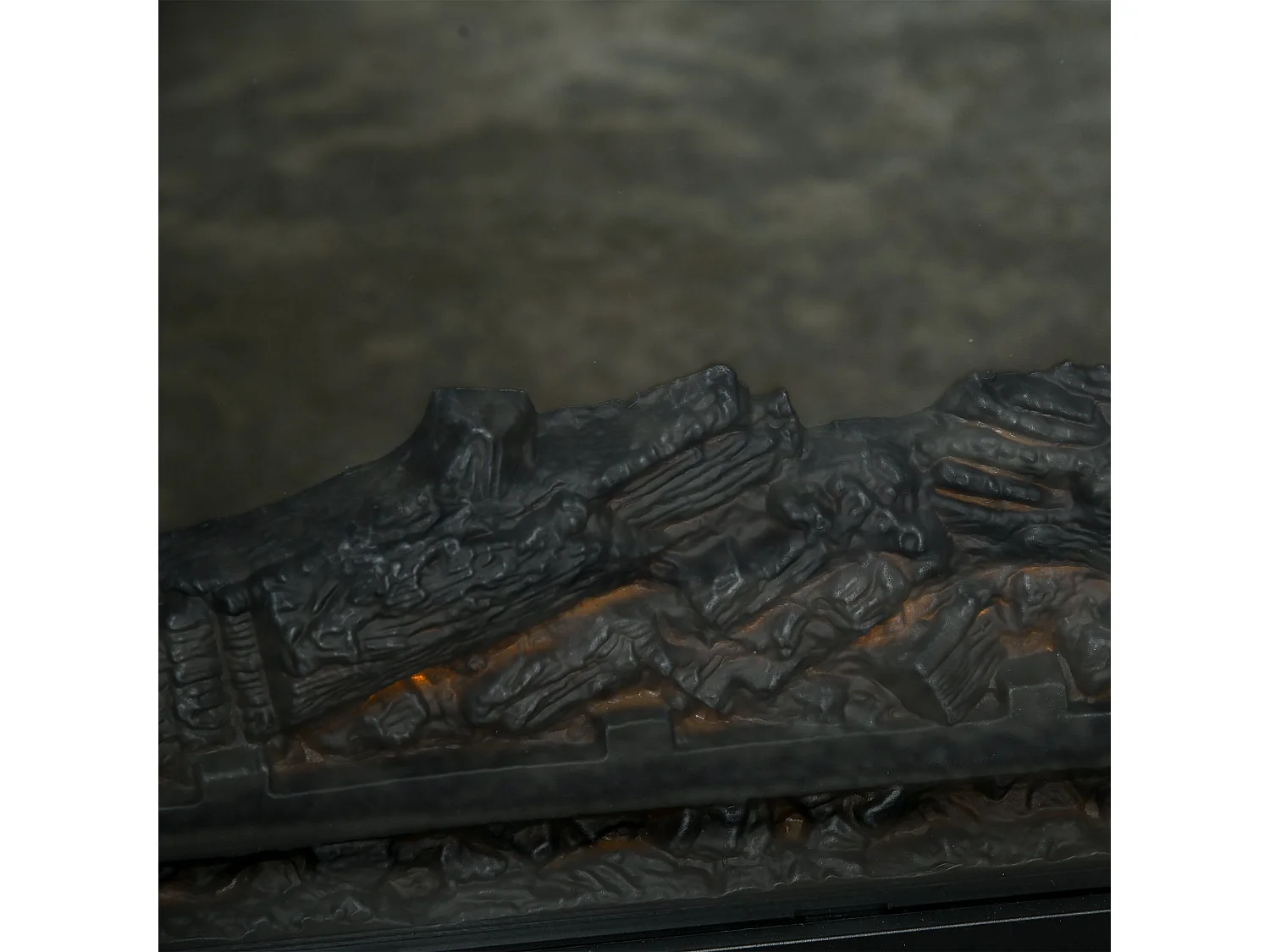 Camino elettrico da incasso con fiamma realistica e timer nero