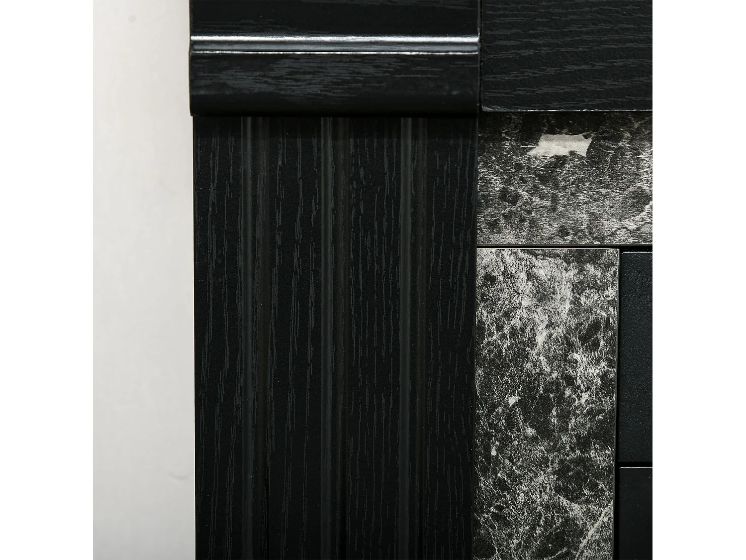 Camino elettrico da incasso con fiamma realistica e timer nero