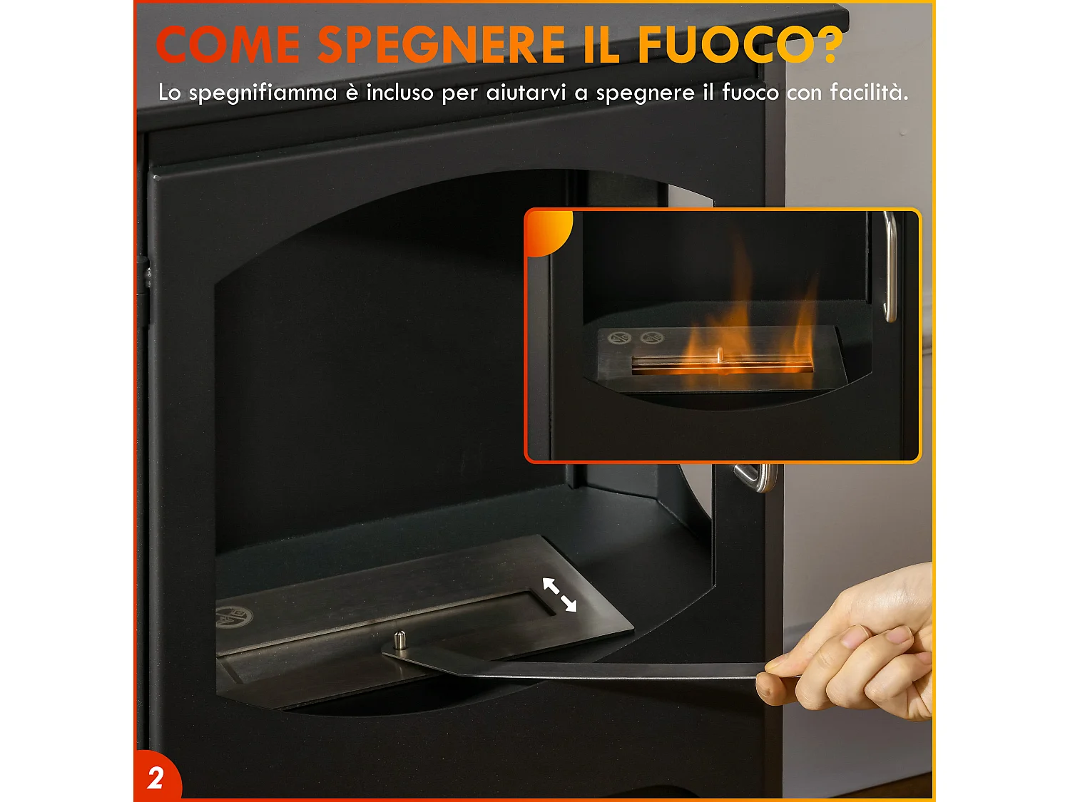 Caminetto bioetanolo con bruciatore 1.2 litri durata 3 ore nero