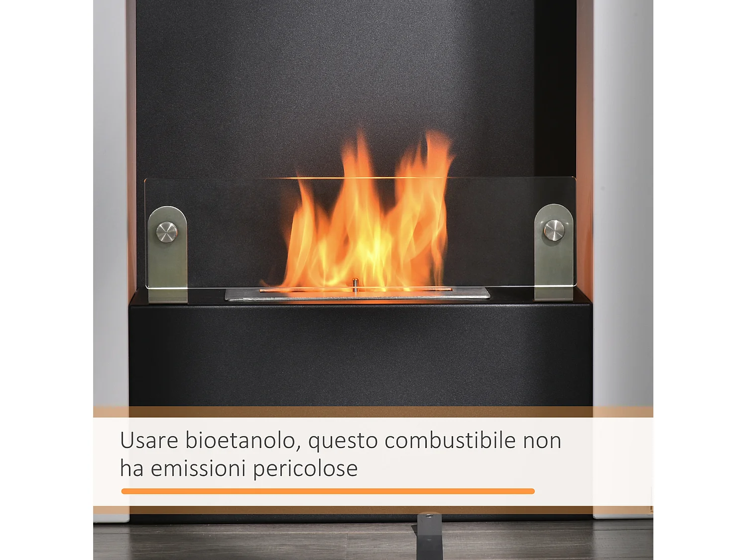 Camino bioetanolo acciaio e vetro serbatoio 1.5l copertura 20m²