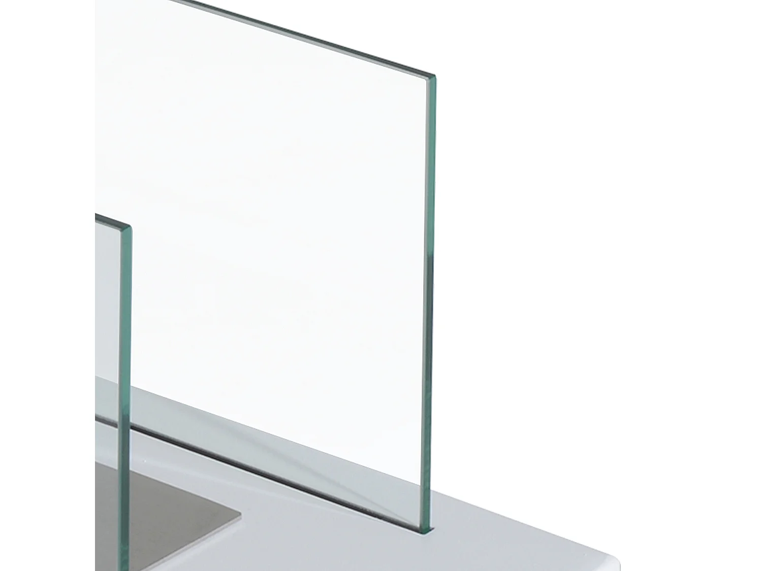 Camino a bioetanolo da tavolo in vetro e acciaio bianco